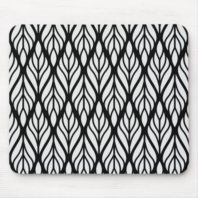 Customise White Leaf Pattern Mouse Pad (Front)