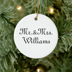 Customise with couple's last name, Mr. & Mrs. Ceramic Ornament