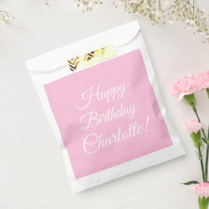 Customise with name, Happy Birthday, light pink Favour Bag
