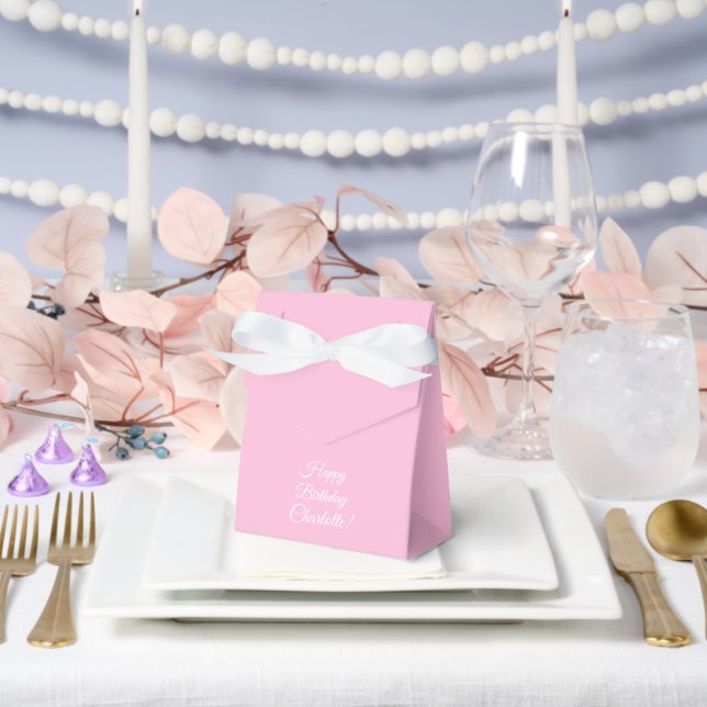 Customise with name, Happy Birthday, light pink Favour Box (Wedding)