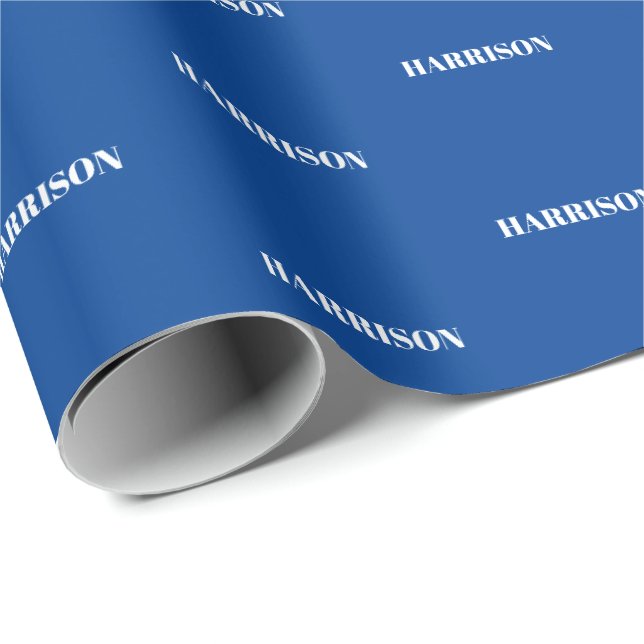 Customise with Name, Text, Birthday Gift blue Wrapping Paper (Roll Corner)