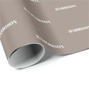 Customise with Name, Text, Birthday Gift greige Wrapping Paper