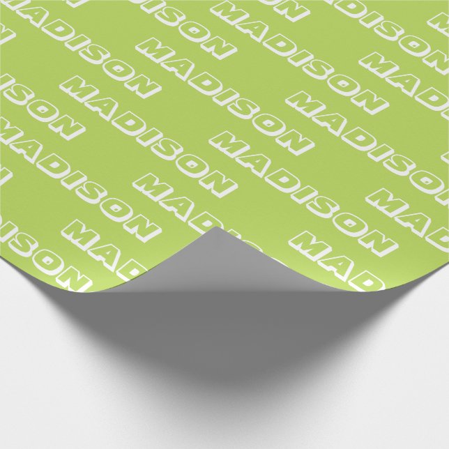 Customise with Name, Text Birthday Gift lime green Wrapping Paper (Corner)