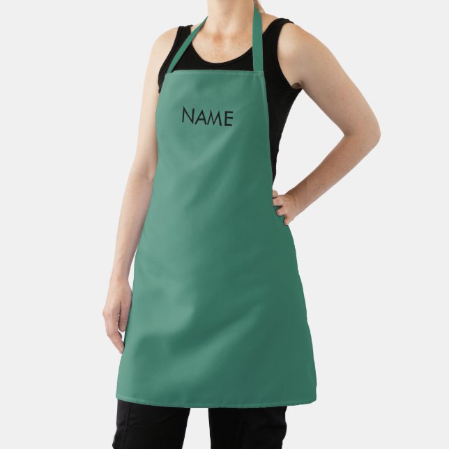 Customise with name, text minimalist aquamarine apron (Insitu)