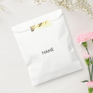 Customise with name, text minimalist black white favour bag