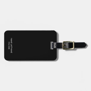 Customise with name, text minimalist black white luggage tag