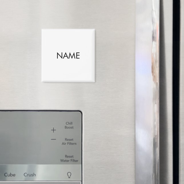 Customise with name, text minimalist black white magnet (In Situ (Fridge))