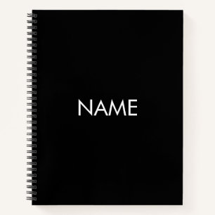 Customise with name, text minimalist black white notebook