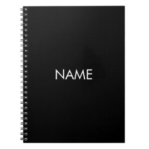 Customise with name, text minimalist black white notebook