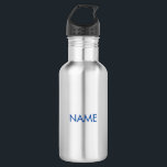 Customise with name, text minimalist blue 532 ml water bottle<br><div class="desc">Customise with name,  text minimalist blue stainless steel water bottle</div>