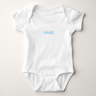 Customise with name, text minimalist blue white baby bodysuit