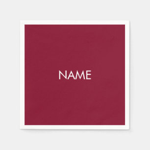 Customise with name, text minimalist burgundy napkin