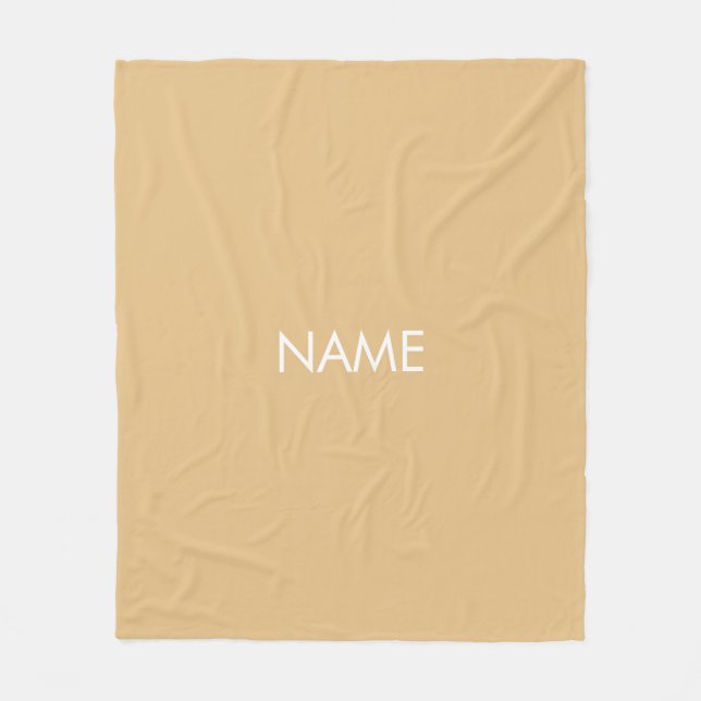 Customise with name, text minimalist camel khaki fleece blanket (Front)