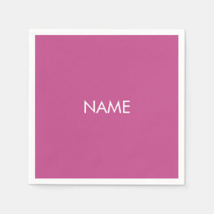 Customise with name, text minimalist dark pink napkin