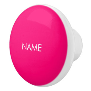 Customise with name, text minimalist fuchsia ceramic knob