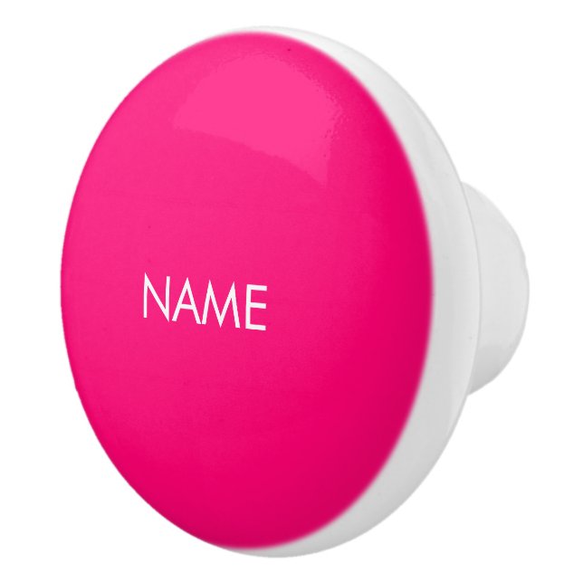 Customise with name, text minimalist fuchsia ceramic knob (Right)