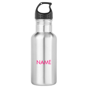 Customise with name, text minimalist fuchsia pink 532 ml water bottle