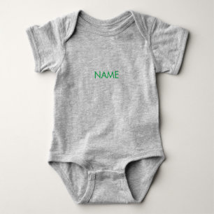 Customise with name, text minimalist green grey baby bodysuit