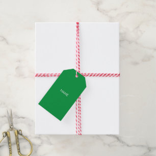 Customise with name, text minimalist green white gift tags