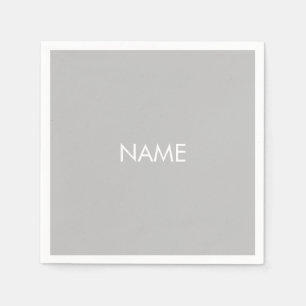 Customise with name, text minimalist grey white napkin