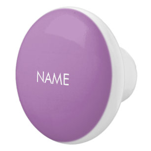 Customise with name, text minimalist lavender whit ceramic knob