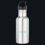 Customise with name, text minimalist light blue 532 ml water bottle<br><div class="desc">Customise with name,  text minimalist light blue stainless steel water bottle</div>