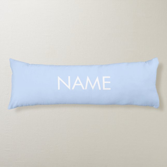 Customise with name, text minimalist light blue body cushion (Front)
