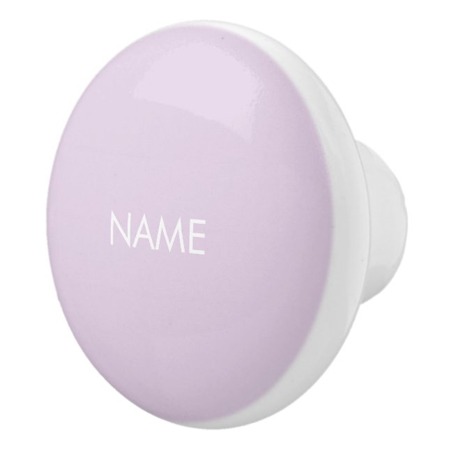 Customise with name, text minimalist light lilac ceramic knob (Right)