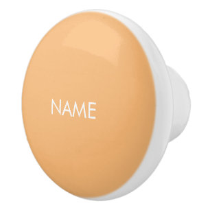 Customise with name, text minimalist light orange ceramic knob