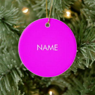 Customise with name, text minimalist magenta white ceramic ornament