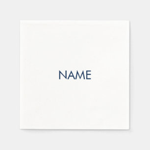 Customise with name, text minimalist navy white napkin
