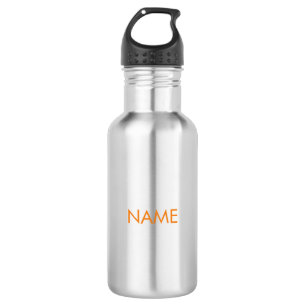 Customise with name, text minimalist orange 532 ml water bottle