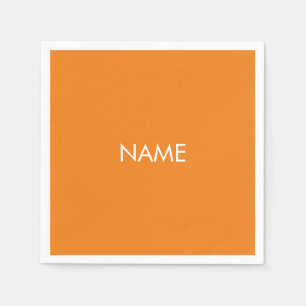 Customise with name, text minimalist orange white napkin