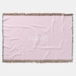 Customise with name, text minimalist pale pink throw blanket