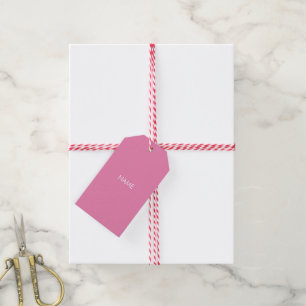 Customise with name, text minimalist pink white gift tags