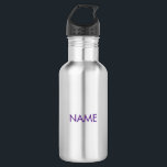 Customise with name, text minimalist purple 532 ml water bottle<br><div class="desc">Customise with name,  text minimalist purple stainless steel water bottle</div>