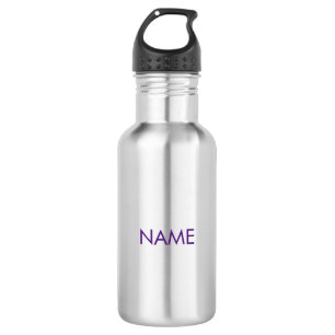 Customise with name, text minimalist purple 532 ml water bottle