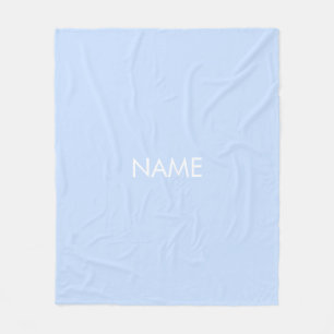 Customise with name, text minimalist sky blue fleece blanket