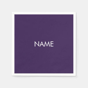 Customise with name, text minimalist violet purple napkin