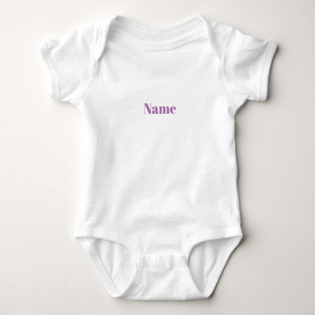 Customise with name, text minimalist white baby bodysuit (Front)