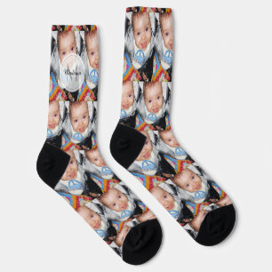 Customise with Your custom photo pattern Monogram Socks