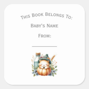 Customise Woodland Animal Book Plate Square Sticker