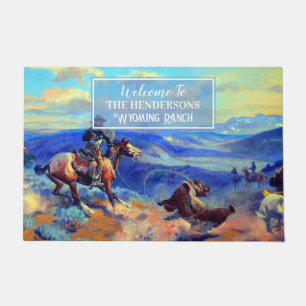 Customise Wyoming Ranch Cowboy Grizzly Bear  Doormat