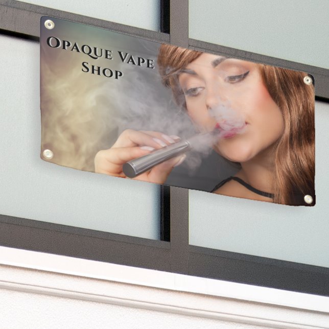 Customise Young Woman Vaping Vape Business Accent Banner (Outside Building)