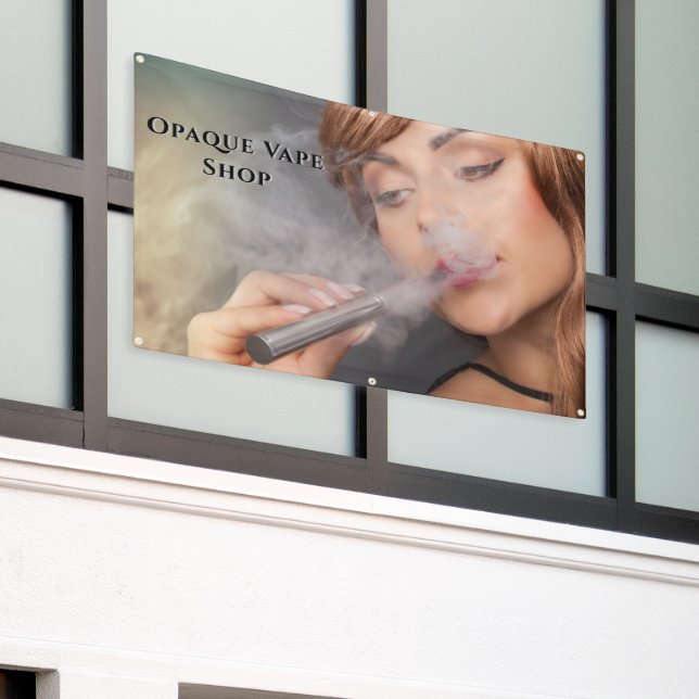 Customise Young Woman Vaping Vape Business Accent Banner (Outside Building)