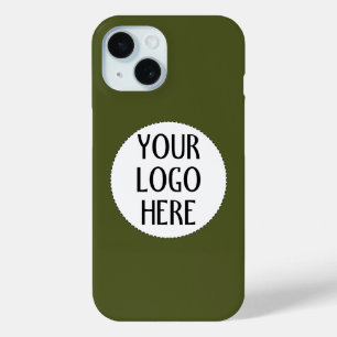 Customise Your Black White company logo Army green iPhone 15 Case