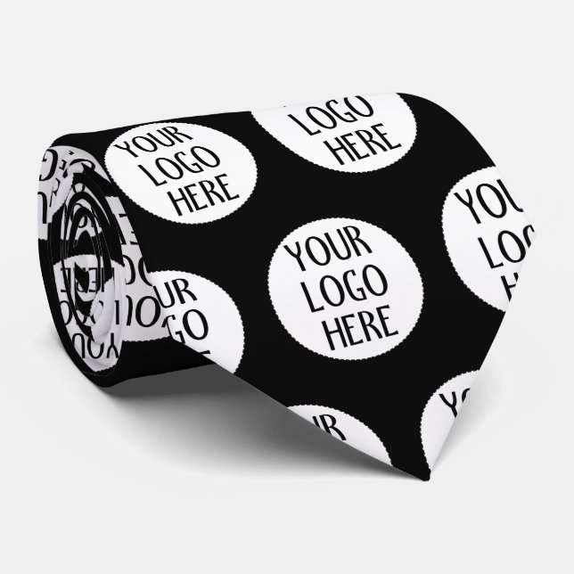 Customise Your Black White company logo pattern Tie (Rolled)