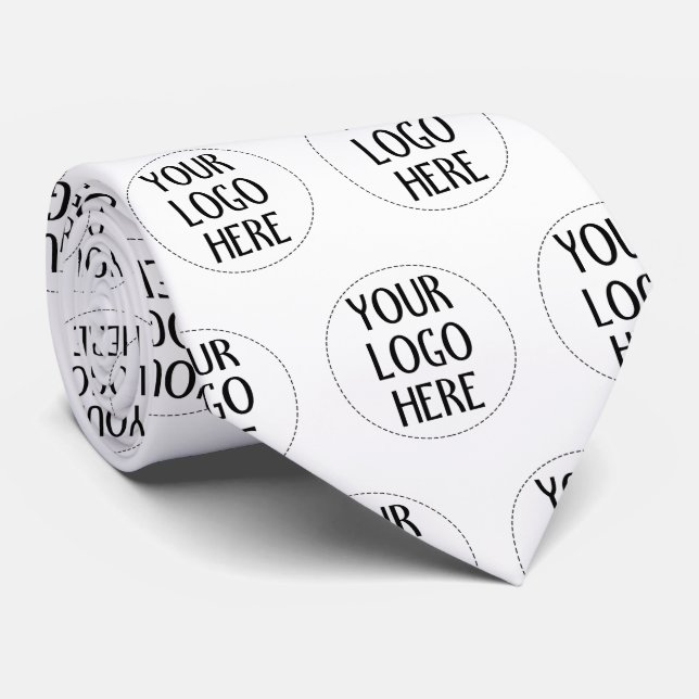 Customise Your Black White company logo pattern Tie (Rolled)