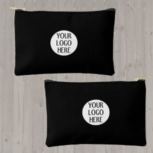 Customise Your Black White company logo Zipper  Accessory Pouch