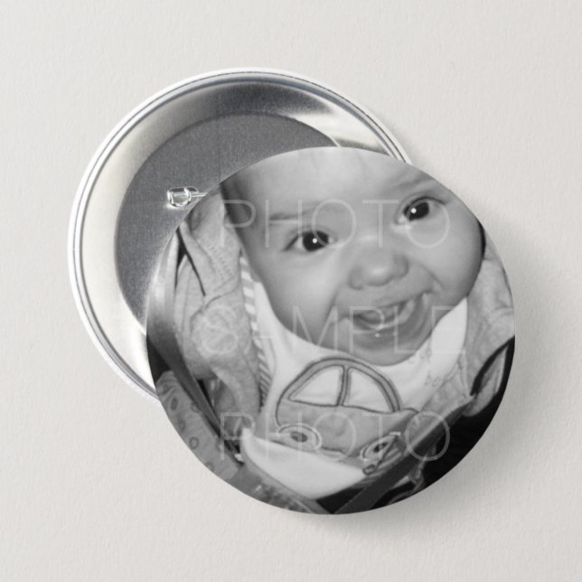 Customise Your Black White photo 7.5 Cm Round Badge (Front & Back)